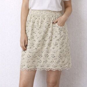 Vintage Cache Cream Beaded Lace A-Line Skirt Size M Wedding Guest